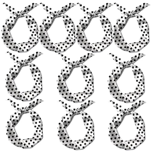 10 Pcs Long Thin Small Skinny Scarf Satin Neck Tie Ribbon Choker for Women Girls - color: Dot White