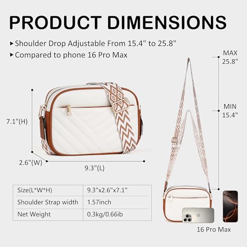TANTOMI Small Crossbody Bags for Women Trendy, Cell Phone Purses Wallet with 4 Card Slots, Small Purses with Adjustable Strap - color: White/Light Brown