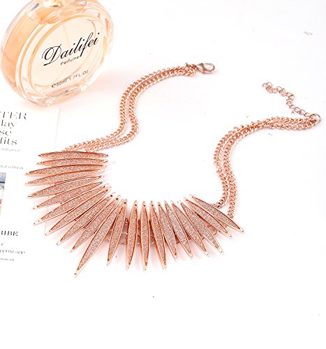 MOLOCH Sparkling Druzy Leaf Choker Necklace Fashion Gold-Tone Collar Necklace Bib Statement Chunky Tribal Necklace Woman Jewelry - color: rose gold