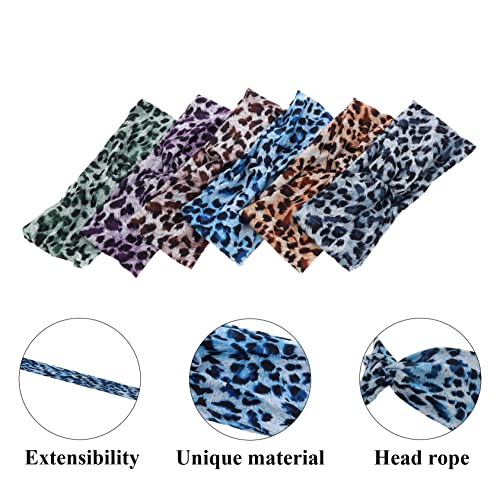 Woration Headband Yoga Leopard Print Cross Wide Elastic Headwear Head Wrap Hairband Twist Turban Knot Headwear Hair Accessories for Women, Girls - Blue - color: Leopard C
