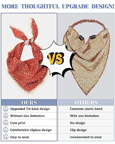 AWAYTR 3Pcs Hair Bandanas Head Kerchief for Women Girls Tie-Back Boho Hair Scarf Headband Bandana Triangle Head Scarf - color: Floral - Red / Black / Yellow