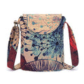 OPQRSTU Women's Retro Small Size Canvas Shoulder Bag Hippie Boho Crossbody Handbag - color: Khaki