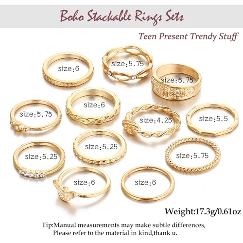 Boho Stackable Rings for Women Trendy Knuckle Joint Finger Knuckle Nail Ring Sets Simple Star Moon Stack Preppy Statement Rings Cute Stuff - style: G-7