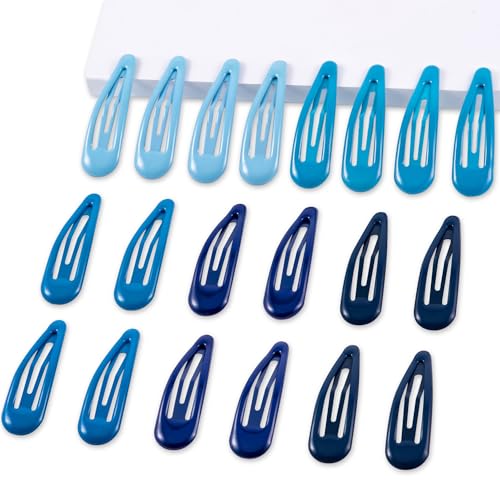 20 PCS Metal Snap Hair Clips Water Drop No Slip Barrettes for Women Bright Small Hair Clips For Thick And Thin Fine Hair,Multiple Blue,1.97 x 0.5 In. - color: Multiple Blue