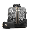 Women's Backpack with Wristlet Set, Large Capacity Tote Backpack for Women, Fashion Travel Backpack & Stylish Mommy Bag (Black Leopard) - color: Black Leopard