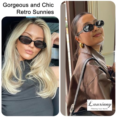 90s Sunglasses for Women Men Retro Small Oval Sunglasses - color: Black/Grey+leopard/Brown 2