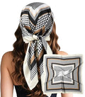 Sumolux Head Hair Scarf for Women Like Satin Silk Scarf Bandana Hair Wrapping Night Large Square Scarves 27.5" - color: Black Square