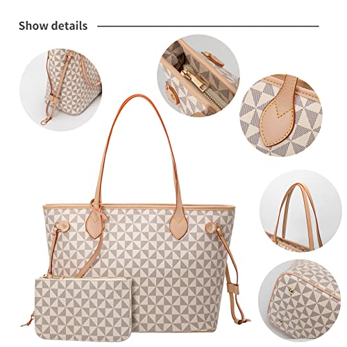 Lacel Urwebin Handbags for Women Designer Fashion Purses Top Handle Satchel Shoulder Bags 2pcs with Small Wallet (White) | Top Handle Satchel