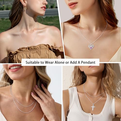 Jewlpire 18k Gold Plated 925 Sterling Silver Chain Necklace for Women, 1.1mm Cable Chains Necklace Thin & Dainty & Sturdy Women's Chain Necklaces, 14/16/17/18/20/22/24 Inches - color: 925 Sterling Silver, size: 16 Inch