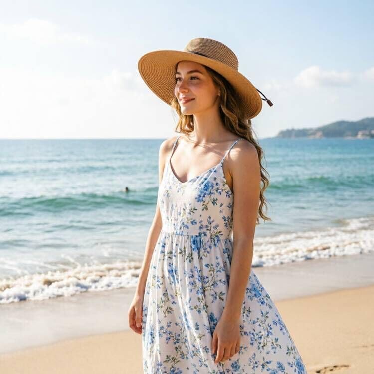 DRESHOW Beach Hats for Women Big Straw Wide Brim Summer Hat Floppy Foldable Roll up Cap Sun Hat UPF 50+ - color: 1 Pack Bowknot Hat: Khaki, 4.7" Brim