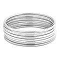 Glossy Thin Round Bangle Bracelet Set for Women, Set of 7 - color: Silver