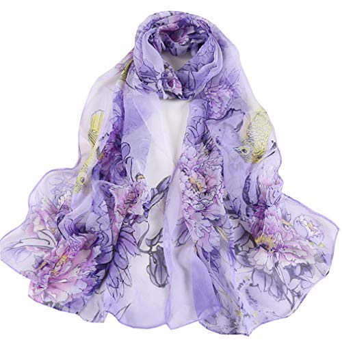 E-Clover Unique Fashion Women's Scarf Chiffon Sheer Scarves for Women Lightweight - color: 01-purple