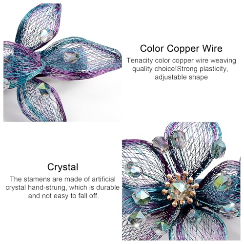 Mistofu DIY Copper Wire Metal Hand-woven High-level design Barrettes Elegant Hair Accessories, Gifts for Women Girls (blue-c) - color: blue-c