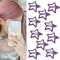 Dark Purple Y2K Star Hair Clips, 10PCS Hair Accessories for Women Girls, Non-slip Hollow Glitter Small Clips for Everyday Fashion and Party - color: Style7