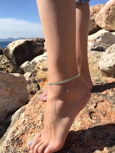 XIJIN Natural Stone Beaded Anklets for Women Handmade Beach Boho Turquoise Beads Ankle Bracelet Jewelry Gift for Her - color: N