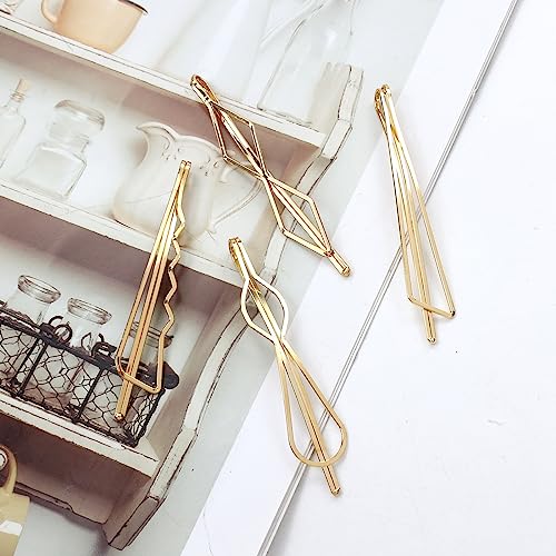 Cinaci 40 Pack 8 Styles Simple Plain Non Slip Gold Metal Hair Clips Barrettes Bobby Pins Hair Accessories for Women Girls (Gold-40 Pack)