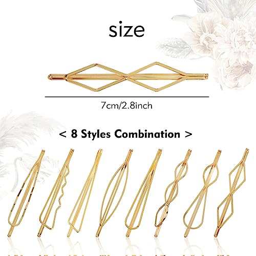 Cinaci 40 Pack 8 Styles Simple Plain Non Slip Gold Metal Hair Clips Barrettes Bobby Pins Hair Accessories for Women Girls (Gold-40 Pack)