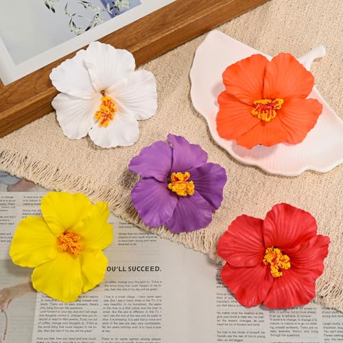 6 pcs Hawaiian Flower Hair Clips for Women, Hibiscus Hair Clips Artificial Flower Clips，Boho Hair Accessories for Vacation Beach Party - Hibiscus - color: Hibiscus