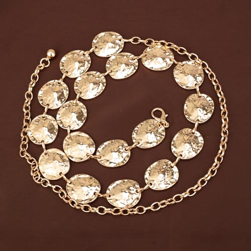 Luvatar Fashion Metal Waist Chain Belt Blouse Dress Sweater Chain Belt… - color: Gold-t42