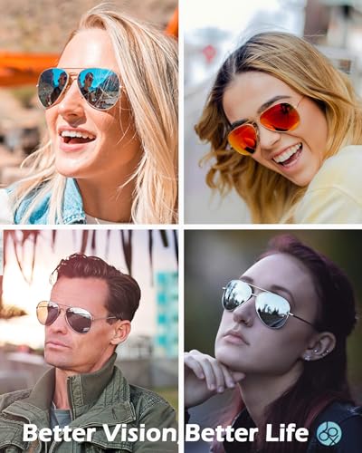 JOOX Polarized Aviator Sunglasses for Women Men, UV400 Protection Lens and Lightweight Metal Pilot Frame JX2775 - color: Shiny Gold/Green Mirror
