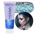MEICOLY Chameleon Blue Hair Glitter,Holographic Chunky Face Glitter Gel,4th of July Outfits for Women, Patriotic Independence Day 4th of July Body Glitter - color: chameleon blue body glitter