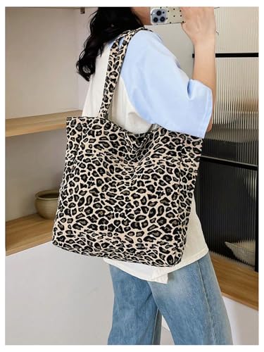 MakeMeChic Women's Leopard Tote Bag Cheetah Oversize Shoulder Bag Weekender Bag - color: Multicolor H