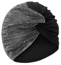 XYIYI Chemo Headwear Turban for Women, Cancer Patients Head Wrap Cover Hat for Hair Loss - color: Black Silver