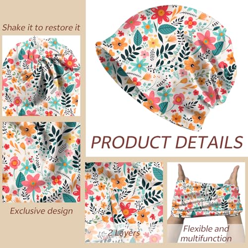 Chemo Caps Slouchy Beanie Hat Stretch Cancer Head Wraps Turban Sleep Headwear Scarf for Women Girls Men - color: I-6-red Flower