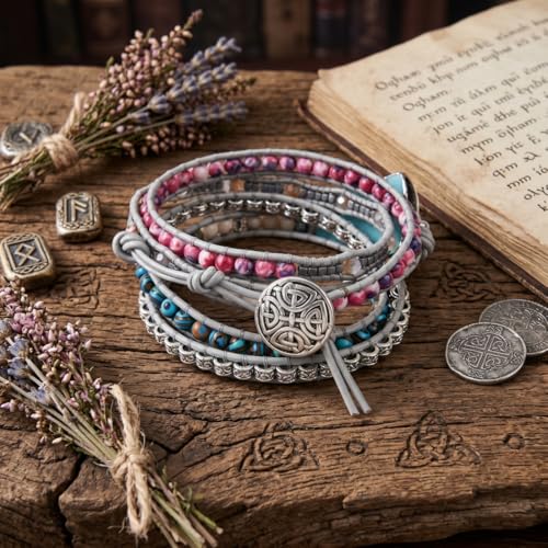 YGLINE Natural Stone Bracelet 5 Wraps Bracelet Handmade Blue Color Boho Bracelet for Women Bracelet - color: turquoise1