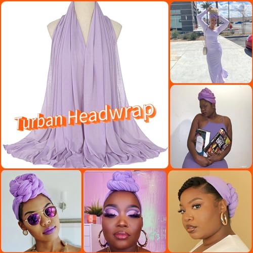 Nonbongoy Head Wraps for Black Women Stretch Headwraps Large Hair Wraps Hijab Scarves for Muslim Head Scarf Turban Headbands - color: 1-light Purple Headwrap