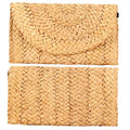 Boho Straw Clutch Purse for Women - 100% Natural Woven Straw, 11.8"×7.1" Envelope Design, 0.33 lbs with Magnetic Clasp for Summer Beach (Brown)