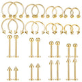 64 PCS Jewelry Lip Barbell Ring Lip Rings Vertical Labret Medusa Snake Bite Earring Piercing Jewelry Helix Earring Daith Tragus Cartilage Studs Steel for Women Men - color: gold