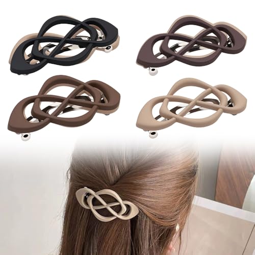 Vintage French Barrette Clips, 2025 New 4 Pack Hair Accessories for Women & Girls, Thick to Thin Hair (J) - color: J