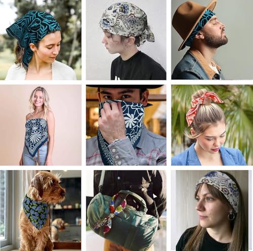 STARWHISPER Multicolored 22''x22'' Cotton Bandana for Women and Men Multi-purpose Headband Hair Scarf Protective Coverage - color: S4-mustard
