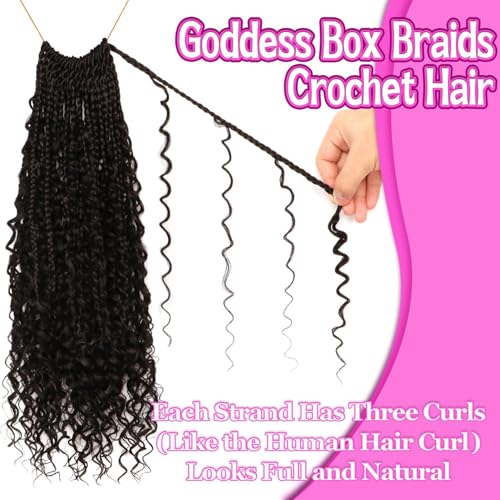 Goddess Boho Box Braids Crochet Hair-8 Packs 18 Inch Crochet Box Braids for Black Women Pre Looped (1B#, 18 Inch(Pack of 8)) - color: 1B#, size: 18 Inch (Pack of 8)
