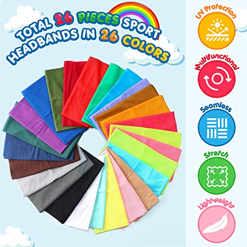 Jiuguva 26 Pcs Neck Gaiter Men Face Mask Headband Boho Head Wrap Headwear Bulk Hiking Seamless Neck Scarf Skull Bandana Women - color: Solid Color, style: Basic Style