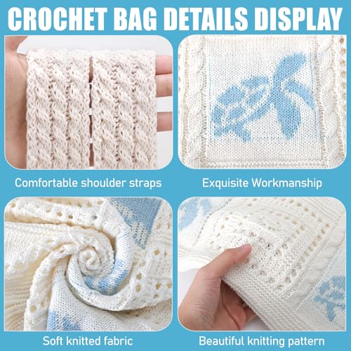 hatisan Crochet Bag for Women, Handmade Knit Beach Tote Bag Summer - color: Blue Turtle