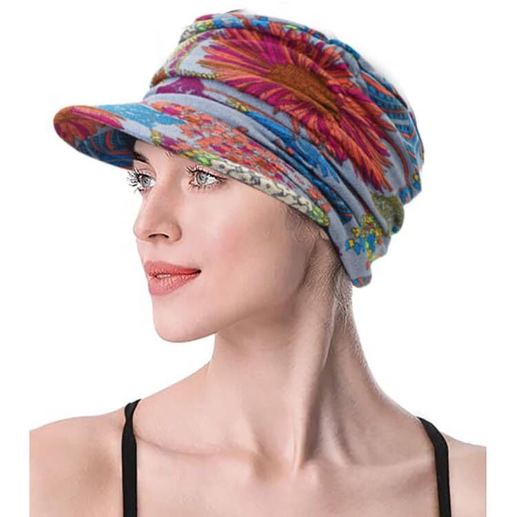 XYIYI Women Cancer Headwear Soft Chemo Beanie Baseball Cap - color: Grey Flower