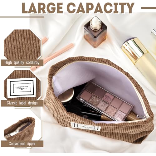 Sanwuta 4 Pack Velvet Makeup Bag Cosmetic Bag for Women Large Capacity Corduroy Pouch Zipper Canvas Travel Toiletry Purse Make up Organizer Case Accessories(Fresh Color,Plaid) - color: Fresh Color