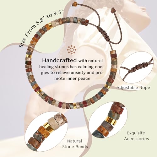 Inspirational Gifts Bracelets for Women: Mothers Day Birthday Gifts for Mom Women Friends Sister - Healing Natural Stone Beads Bracelets Thinking of you Get Well Soon Gift for Women - color: A-B JASPER STONE-YOU ARE