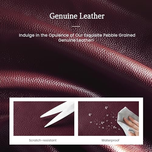 Genuine Leather Hobo Crossbody Bag for Women, Soft Real Leather Bucket, Shoulder Handbag Purse with 2 Removable Strap - color: Burgundy