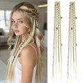 2PCS Boho Dreadlock Clip In Braids with Charms and Beads, Handmade Dreadlock Braids Hair Extensions Synthetic Braided Hairpieces for Women (Light Blonde 20 Inch) - color: Light Blonde, size: 20 Inch