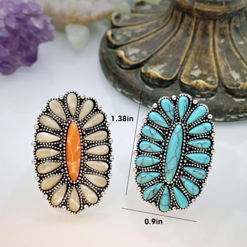 Turquoise Ring Boho Western Jewelry Chunky Thumb Statement Ring Dainty Simple Finger Open Jewelry Gift for Women Boho Dresses Accessories - color: B1:turquoise rings