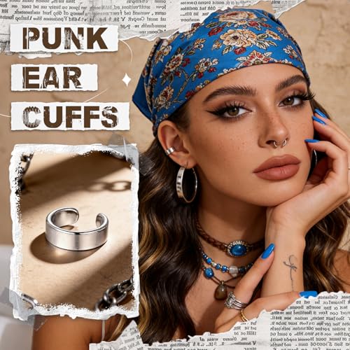 Gothic Ear Cuffs Helix Cartilage Clip on Goth Ear Cuff Stainless Steel Hypoallergenic Earrings for Women Men Non Piercing Gold & Silver Fake Earring Lightweight Punk Jewelry Gift - color: K4-Minimalist Design Silver 2