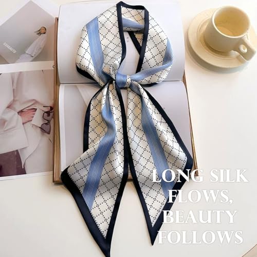 Sumolux Head Hair Scarf for Women Neck Purse Bag Handbags Scarf Like Silk - color: Blue Diamond
