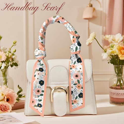Head Hair Scarf Neck Silk Feeling Scarves Long Thin Satin Fashion Handbag Cute Decoration Women Girls 59 * 6.7'' - color: O-7-flower