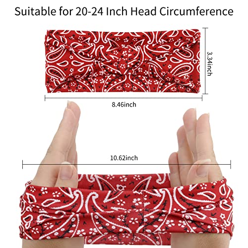 YARIEW 6Pcs Headbands Paisley Bandanas Head Bands Sweat Band Hair Wrap Headwrap Fashion Boho Wide Thick Workout Yoga Elastic Headbands Mens Cooling Running Sports Headband Sweatbands for Women and Men - color: Multi-colored-1