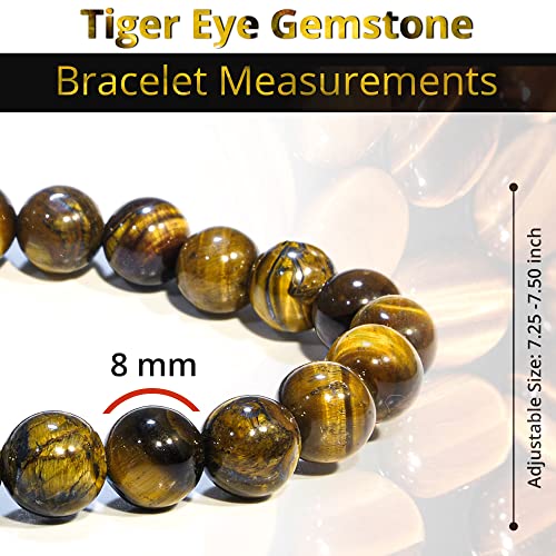 ANAYA AGATE Healing Crystal Bracelet for Women and Men – 8mm Round Beaded Bracelet for Men and Women – Unisex Stretchy Gemstone Bracelet for Healing and Protection - color: Tiger Eye