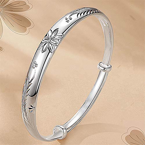 Sterling Silver Bangle Bracelets for Women,Fashion Jewelry Simple Adjustable 925 Silver Cuff Bangles for Women Mom Wife Valentine Mothers Day Gift - color: Style2