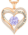 CDE Engraved Forever Love Heart Birthstone Necklace Jewelry Gifts for Women | Hypoallergenic,Nickel-Free & Lead-Free,3 x 3 mm 5A CZ Heart Pendant,Anniversary Christmas Birthday Gift for Girlfriend Wife - color: Birthstone-06-June, style: Rose Gold Plated-